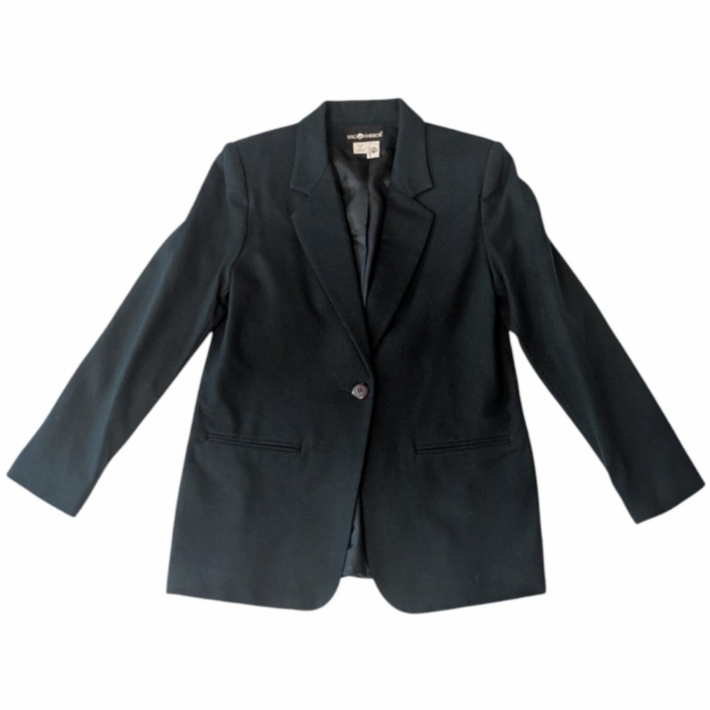 VTG 90s Sag Harbor Estilo Dark Teal* 100% Wool Pockets Lined Blazer Women's 10